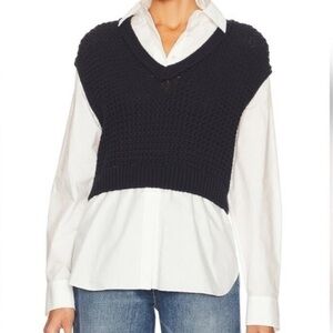 Theory Woven Vest & Poplin Shirt Combo